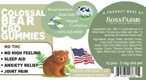 Colossal BEAR Gummies : 5 mg CBD Per Piece : Vegan